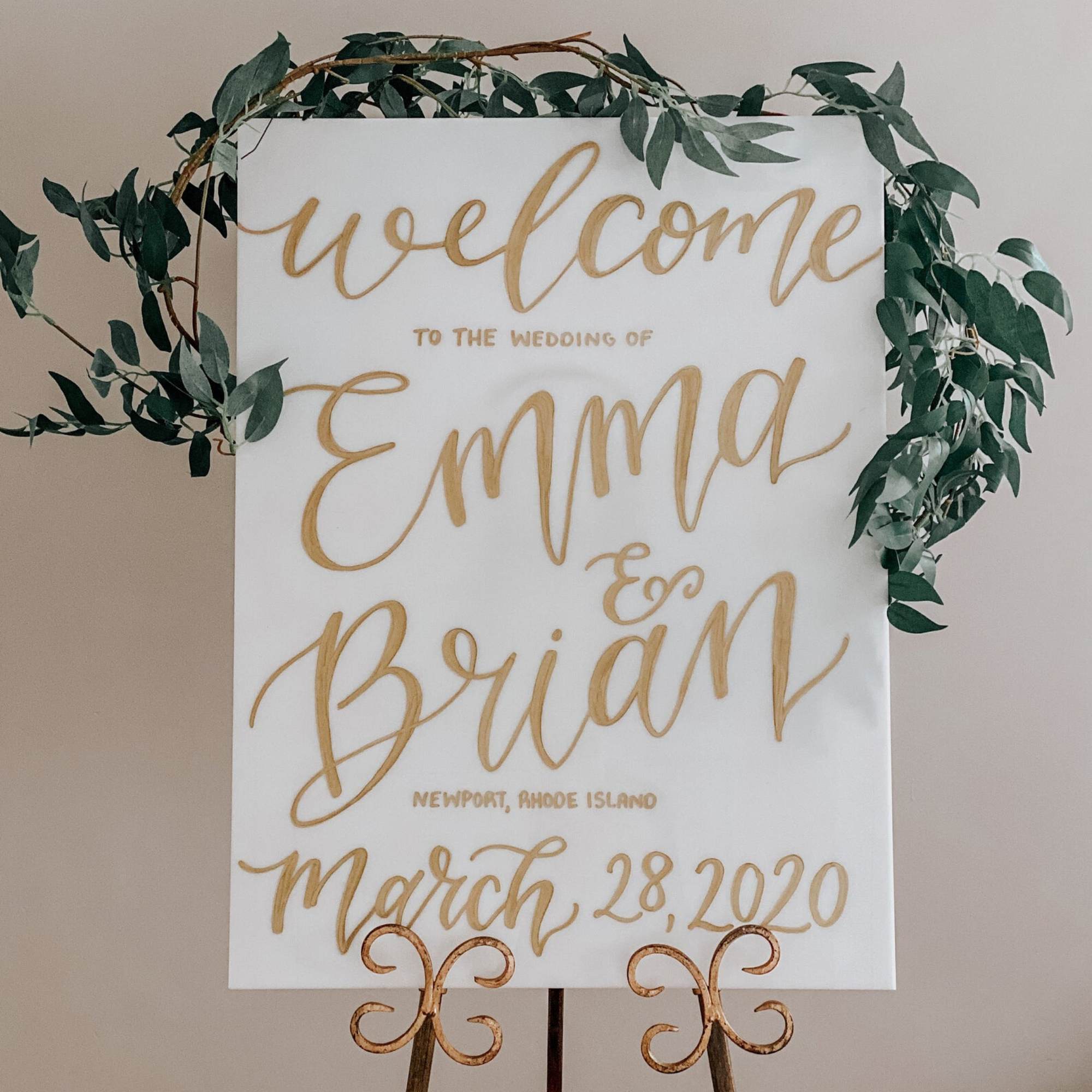 White Acrylic Welcome Sign