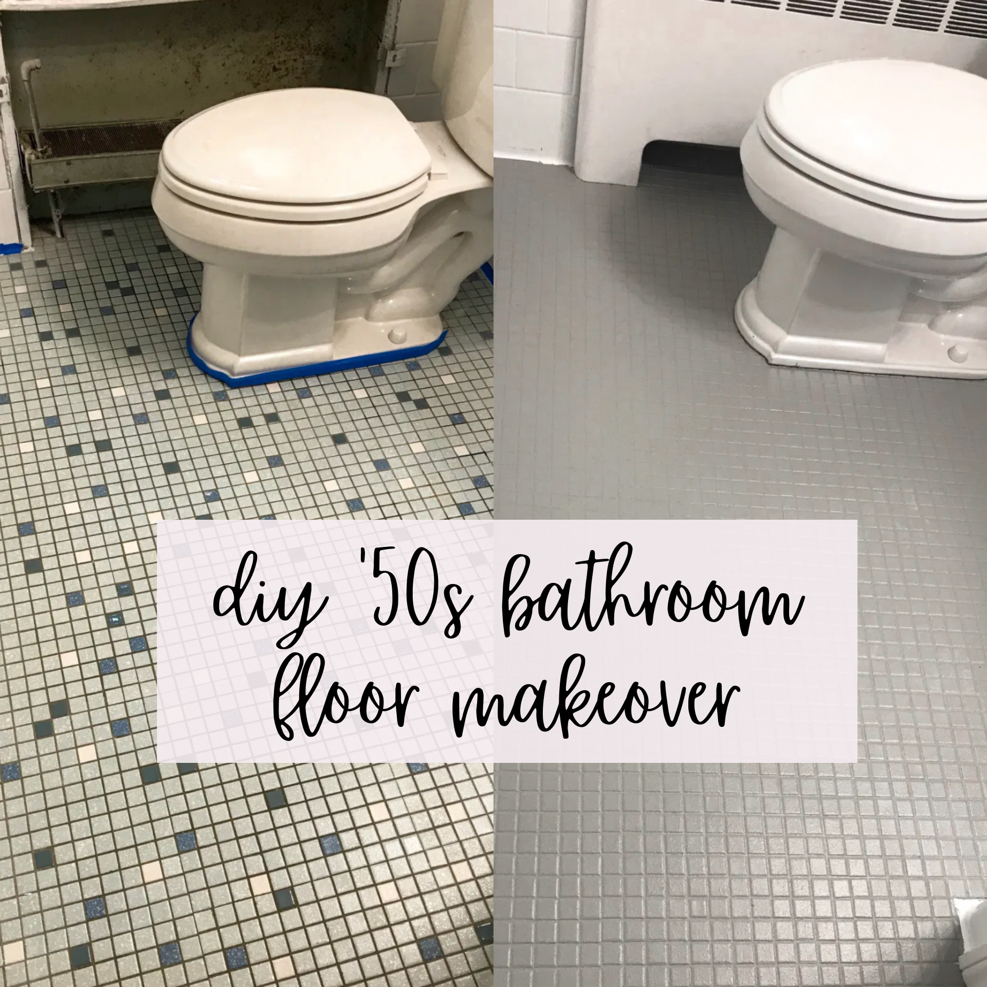 DIY 1950s Bathroom Floor Makeover