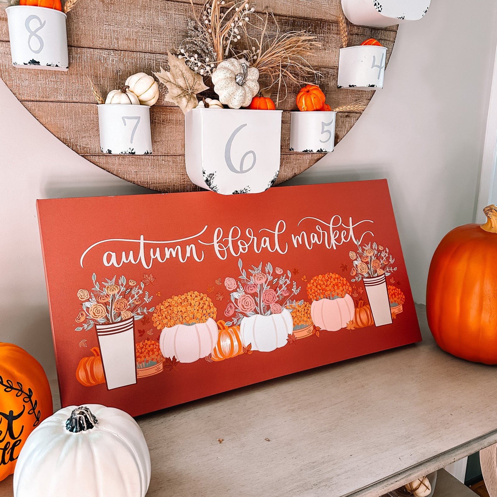 Autumn Floral Market Canvas Sign