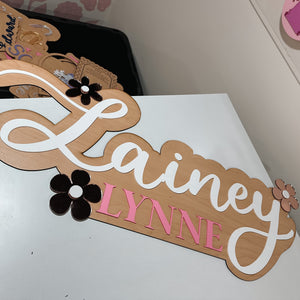 Wood Mounted Cut Out Name Sign
