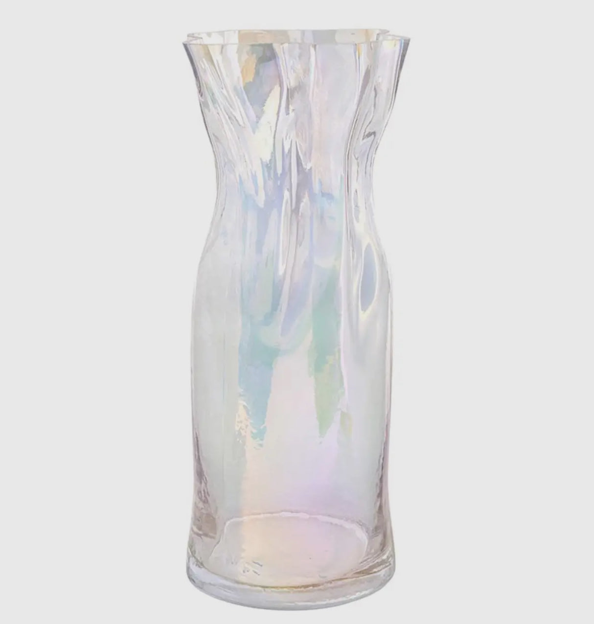 Engraved Glass Iridescent Vase