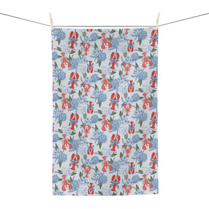 Lobster Hydrangea Microfiber Tea Towel