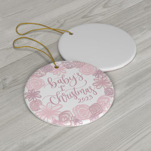 Baby's First Christmas 2023 Porcelain Ornament (Pink)