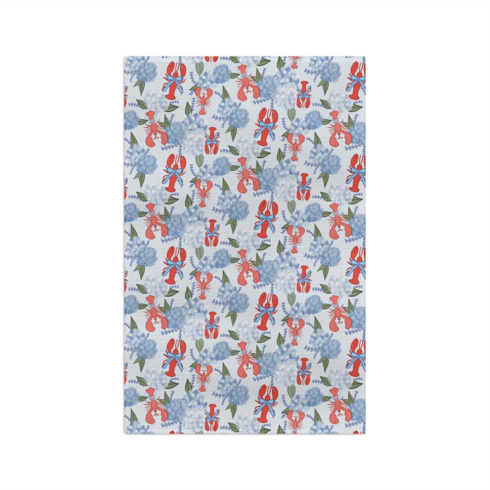 Lobster Hydrangea Microfiber Tea Towel