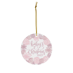 Baby's First Christmas 2023 Porcelain Ornament (Pink)