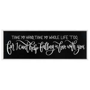 Falling in Love With You Framed Canvas Sign - Black