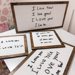 Handwritten “I love you” Wooden Sign