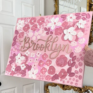 Textured Floral Canvas Nursery Sign