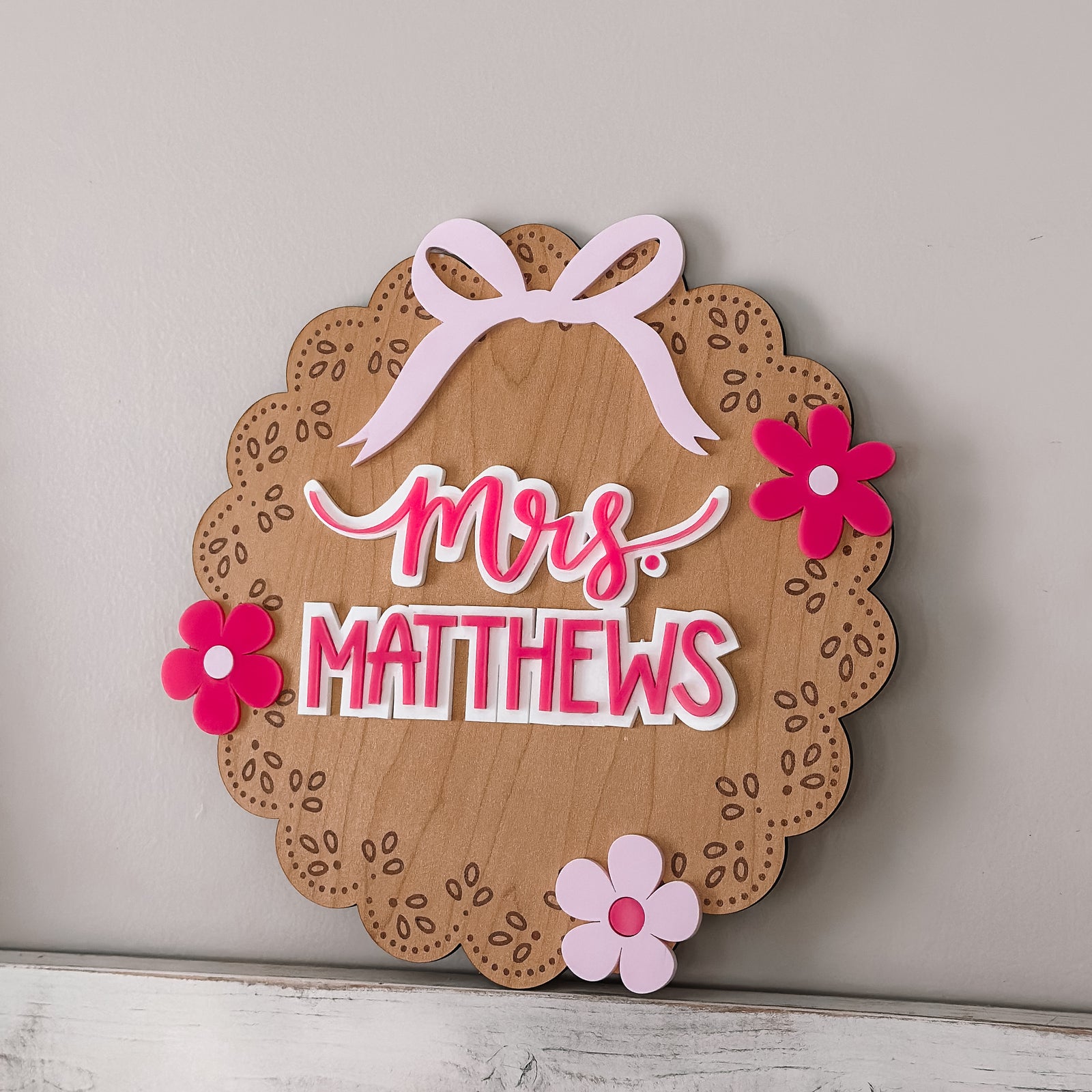 Teacher Scalloped Round Board