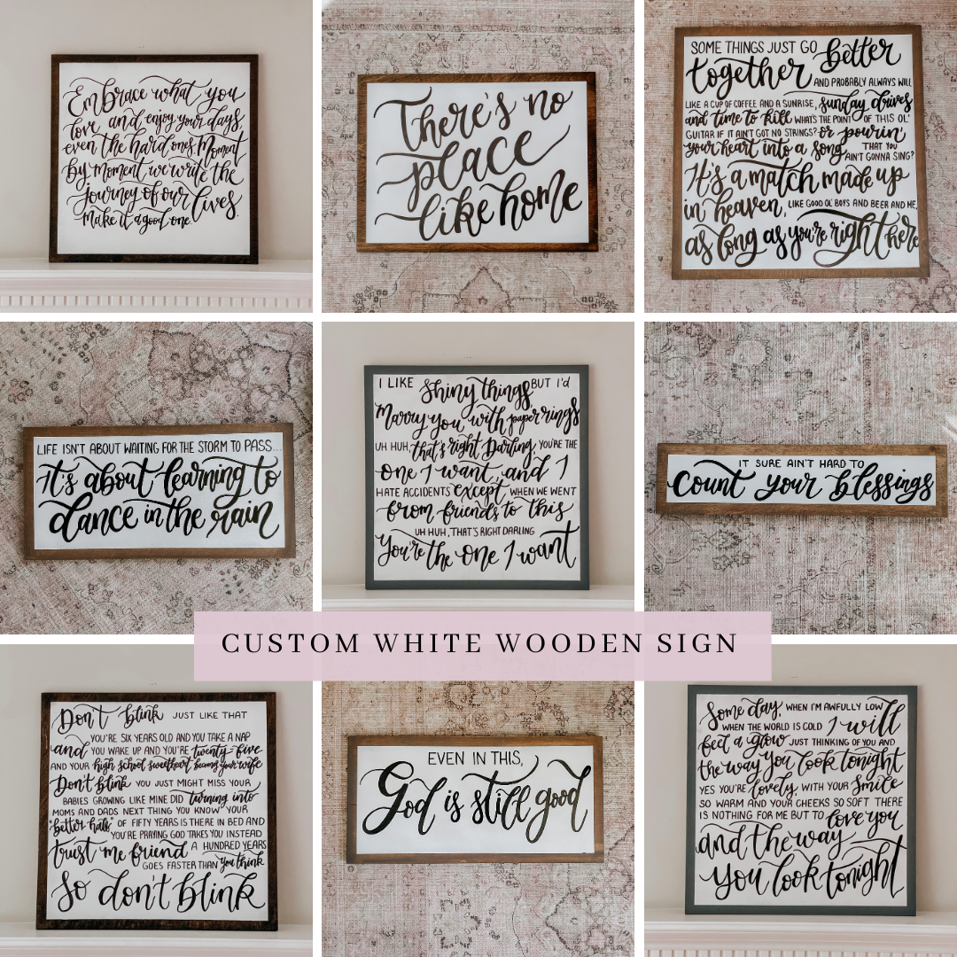 Fully Custom White Wooden Sign
