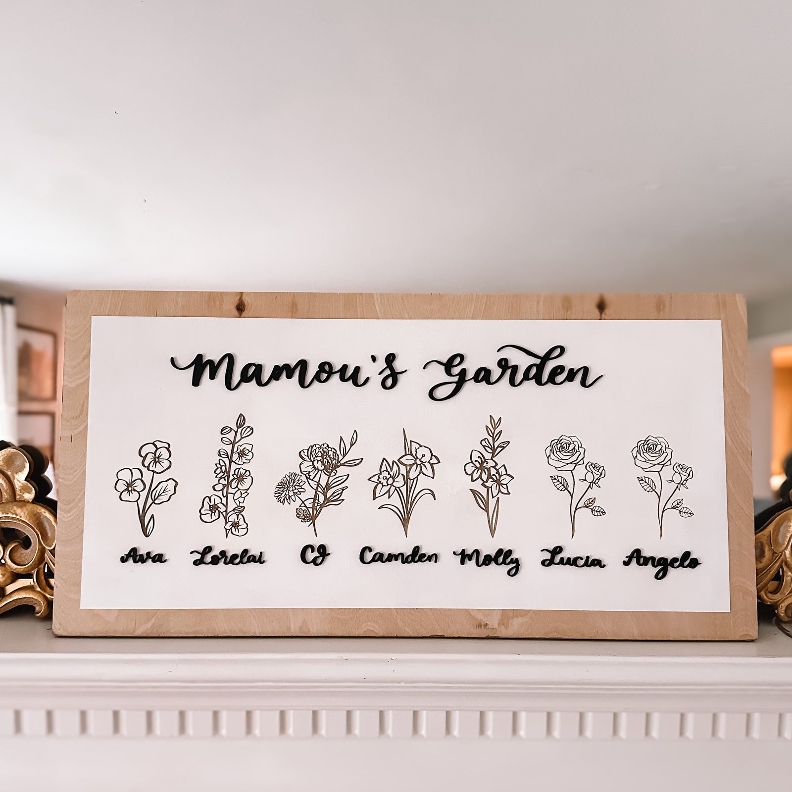 Garden Birth Flower Engraved & Laser Cut Sign