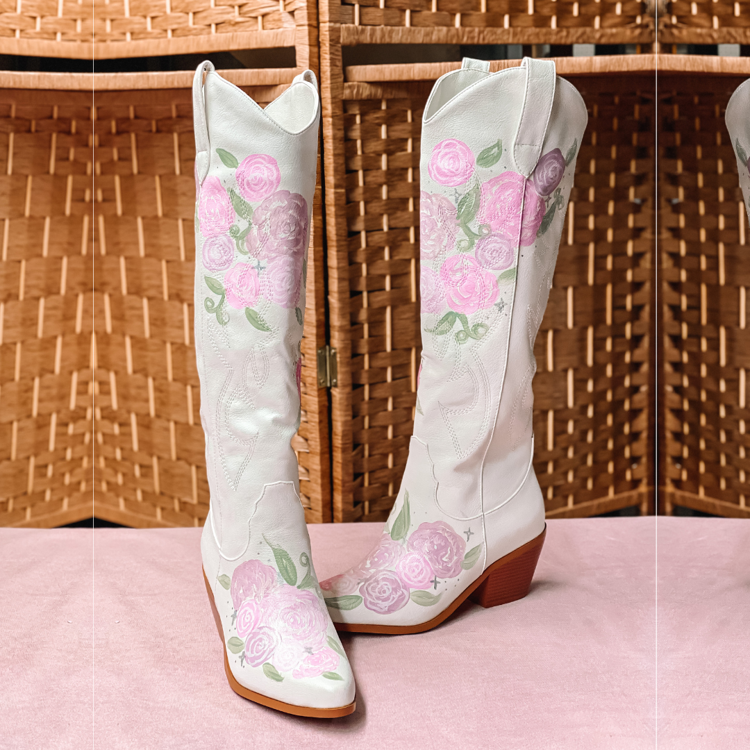 Hand Painted Floral Cowgirl Boots