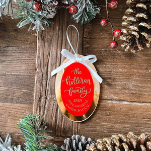 Custom Engraved Oval Gold Ornament