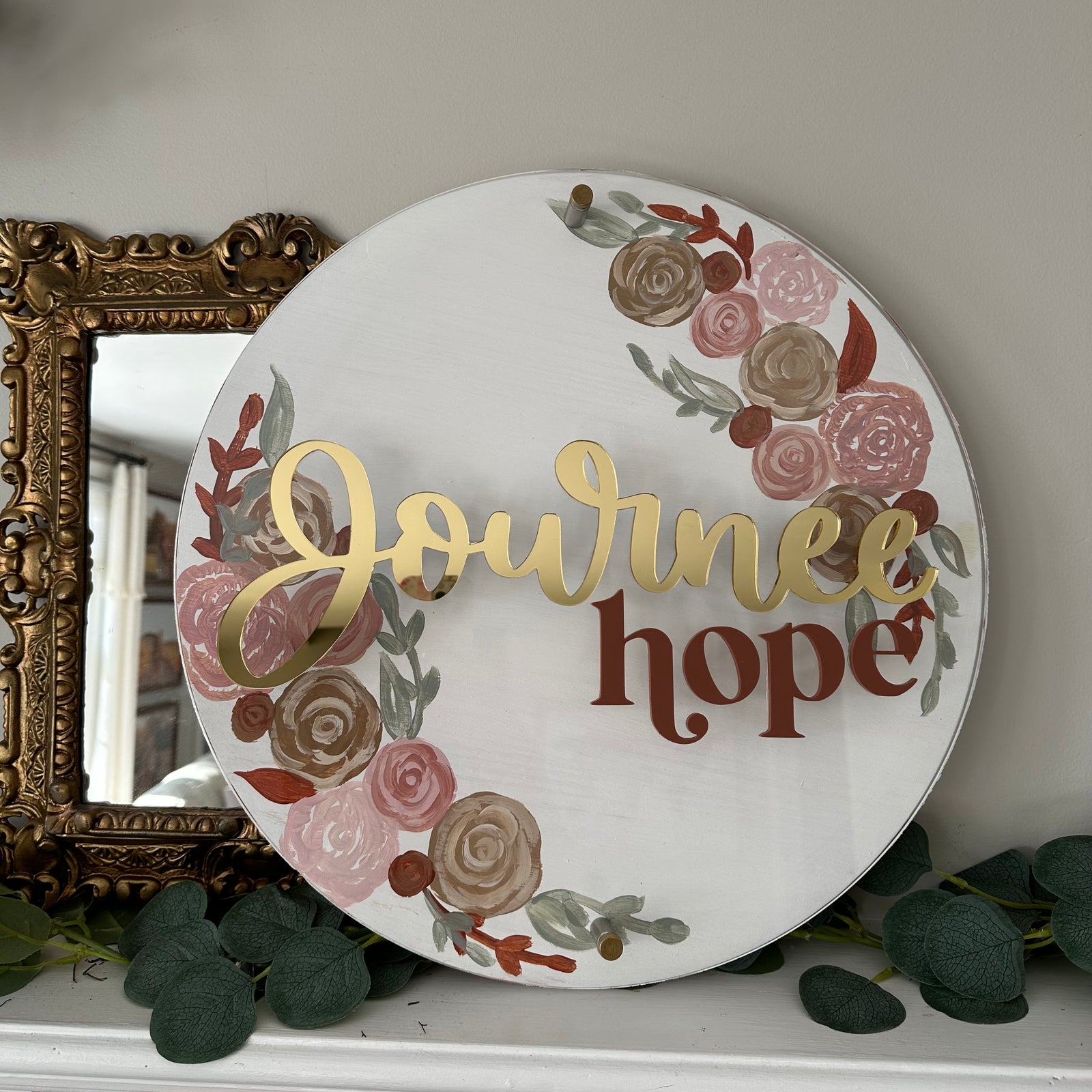 3D Acrylic Floral Baby Name Sign