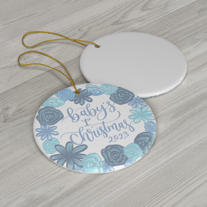 Baby's First Christmas 2023 Porcelain Ornament (Blue)