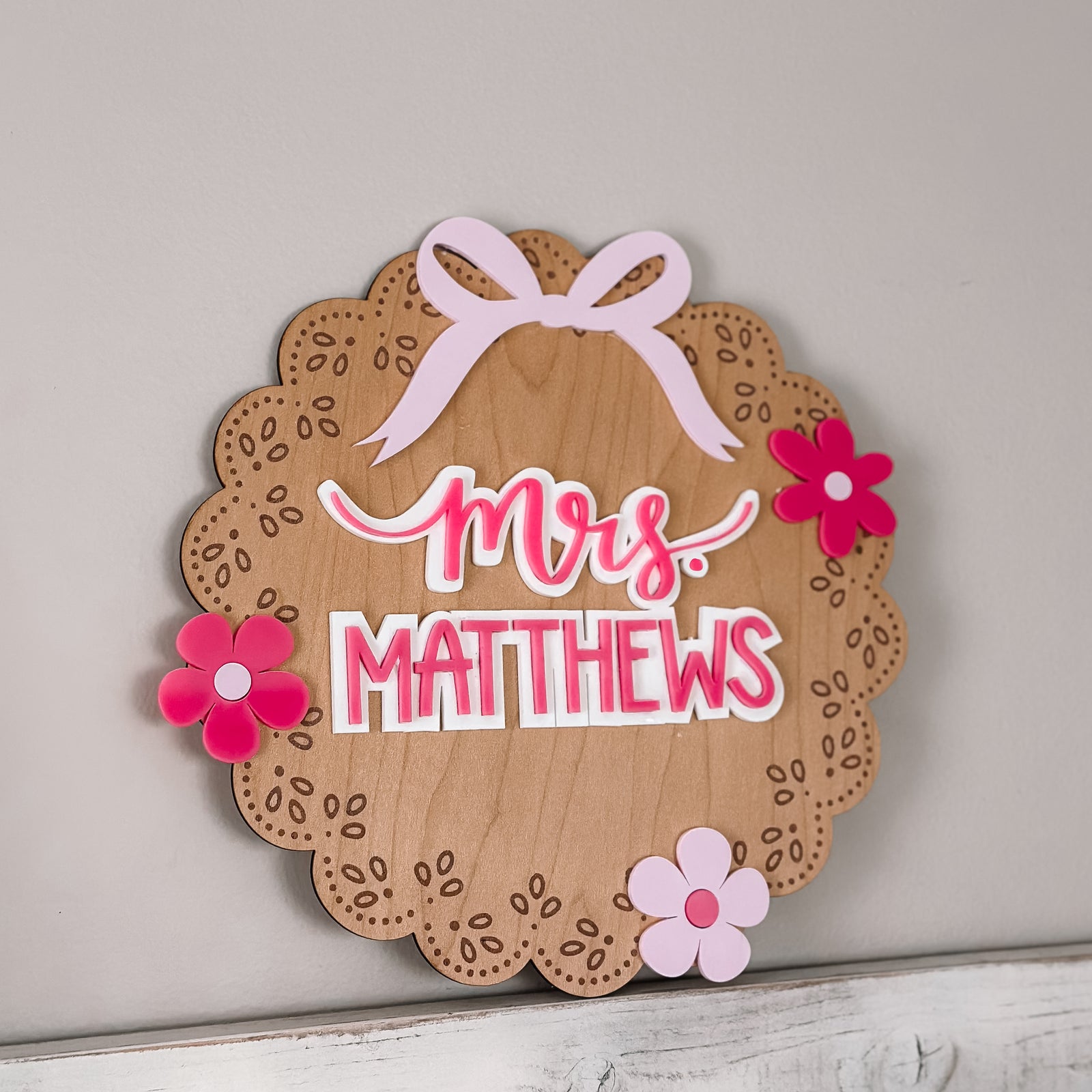 Teacher Scalloped Round Board