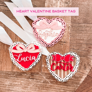 Valentine Heart Basket Name Tag