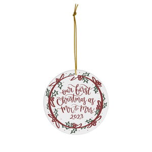 Our First Christmas As Mr. & Mrs. 2023 Porcelain Ornament