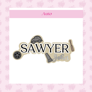 Themed Wood Mounted Cut Out Name Sign