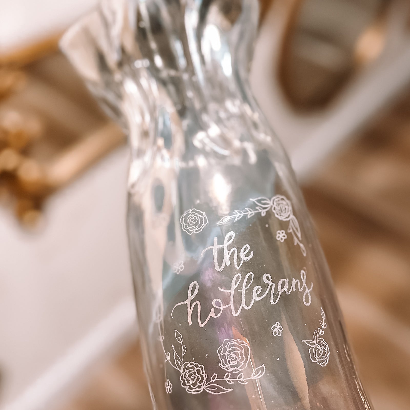 Engraved Glass Floral Detail