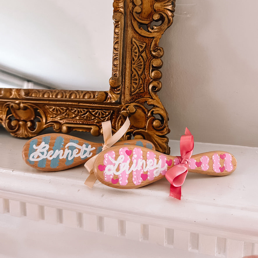 Striped Hand Painted Baby Hair Brush