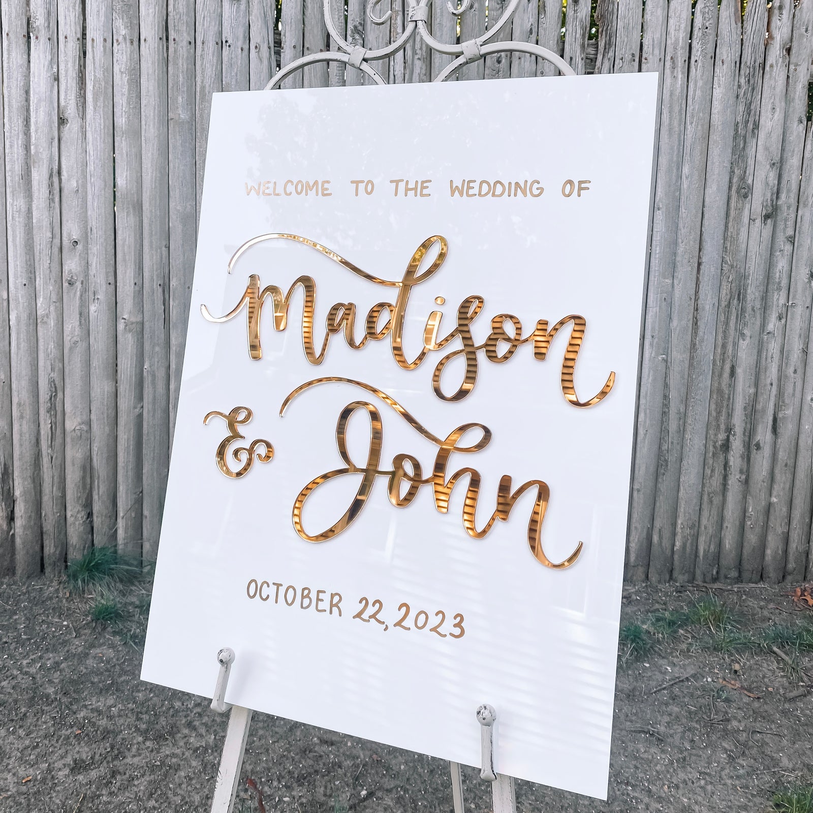 Gold Mirrored Acrylic 3D Welcome Sign