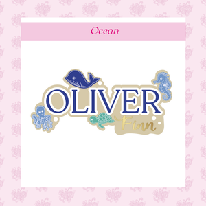 Themed Wood Mounted Cut Out Name Sign