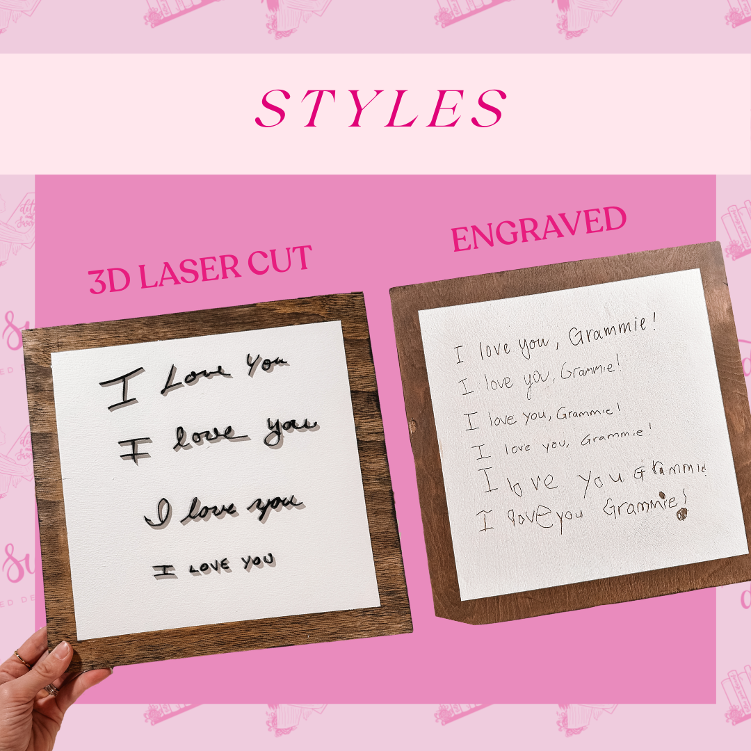 Handwritten “I love you” Wooden Sign