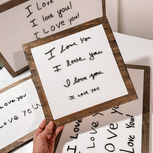 Handwritten “I love you” Wooden Sign