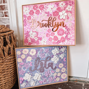 Textured Floral Canvas Nursery Sign