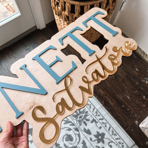 Wood Mounted Cut Out Name Sign