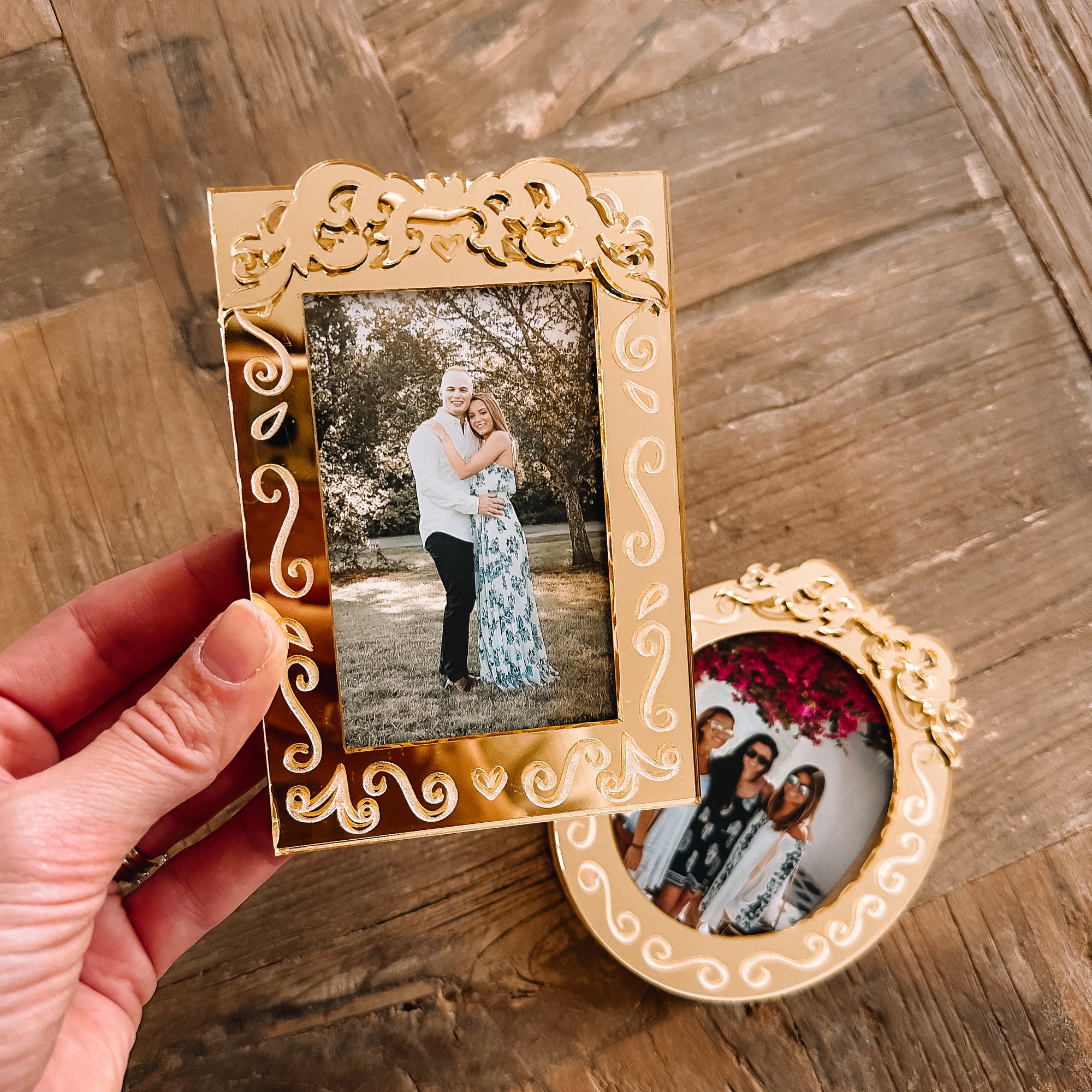 Ornate Gold Mirror Magnet Photo Frame