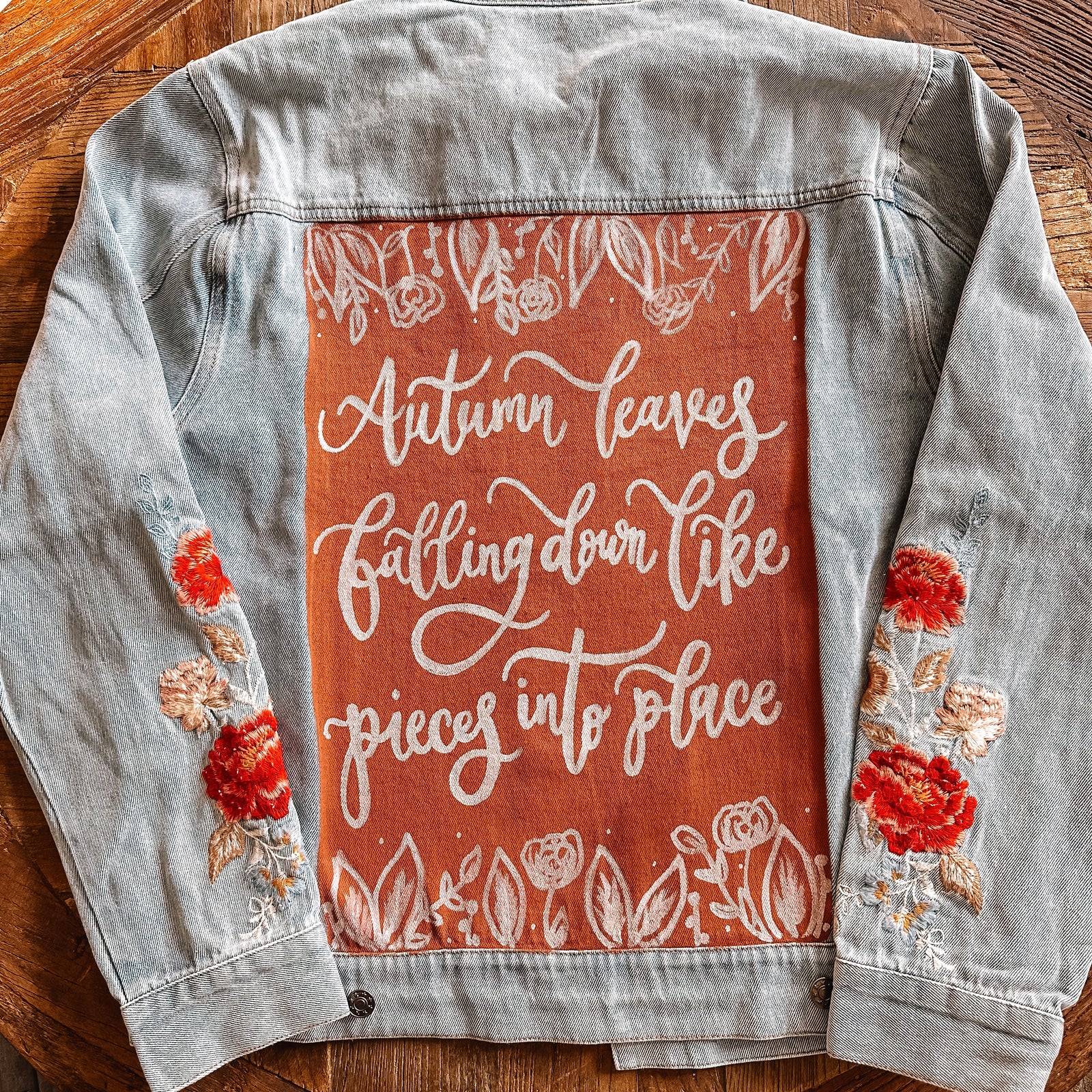 Custom Embroidered Floral Denim Jacket