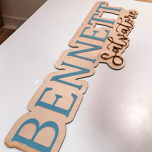 Wood Mounted Cut Out Name Sign