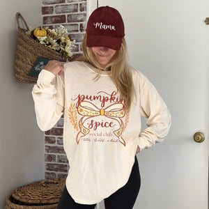 Pumpkin Spice Social Club Comfort Colors Long Sleeve Tee