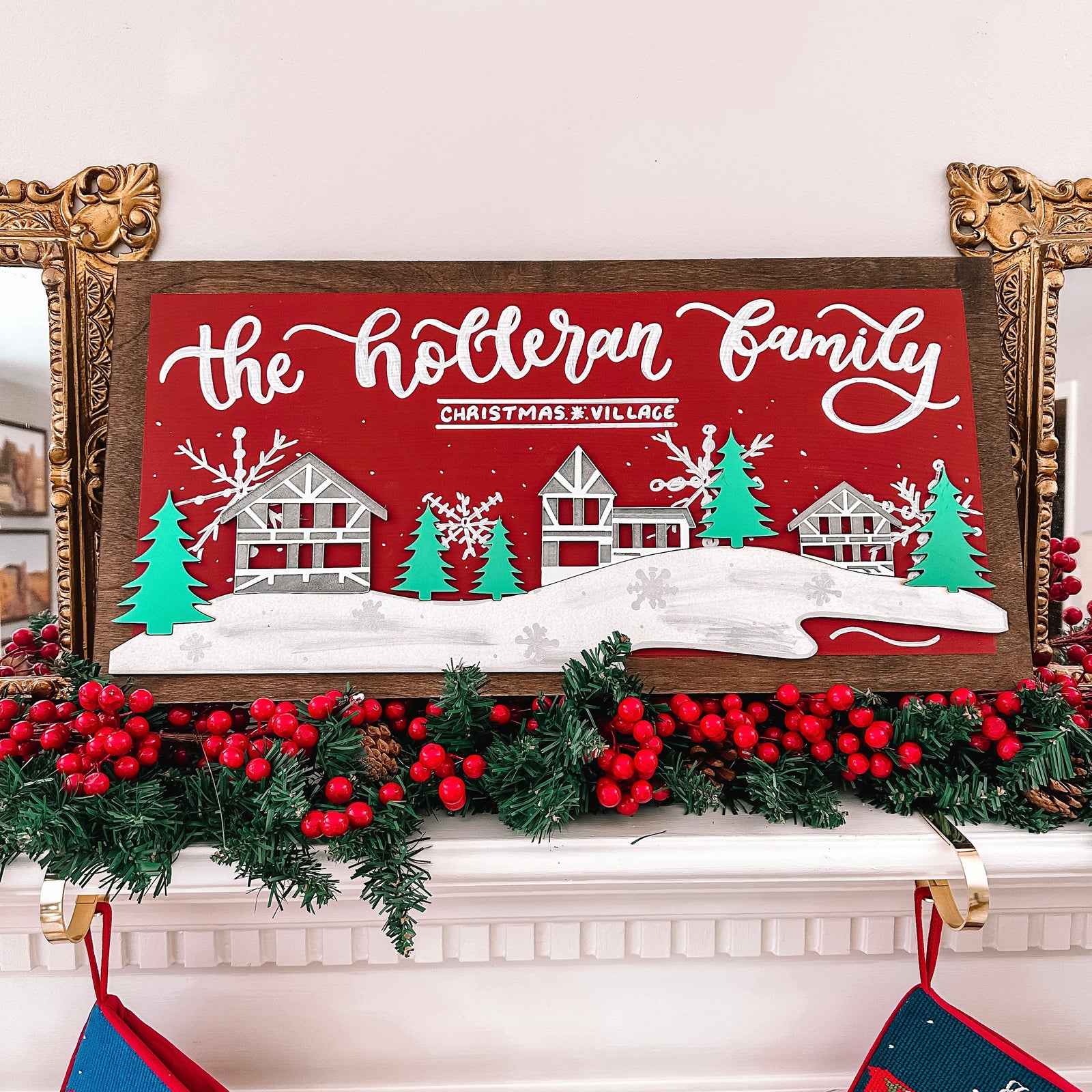 Family Christmas Village 3D Sign