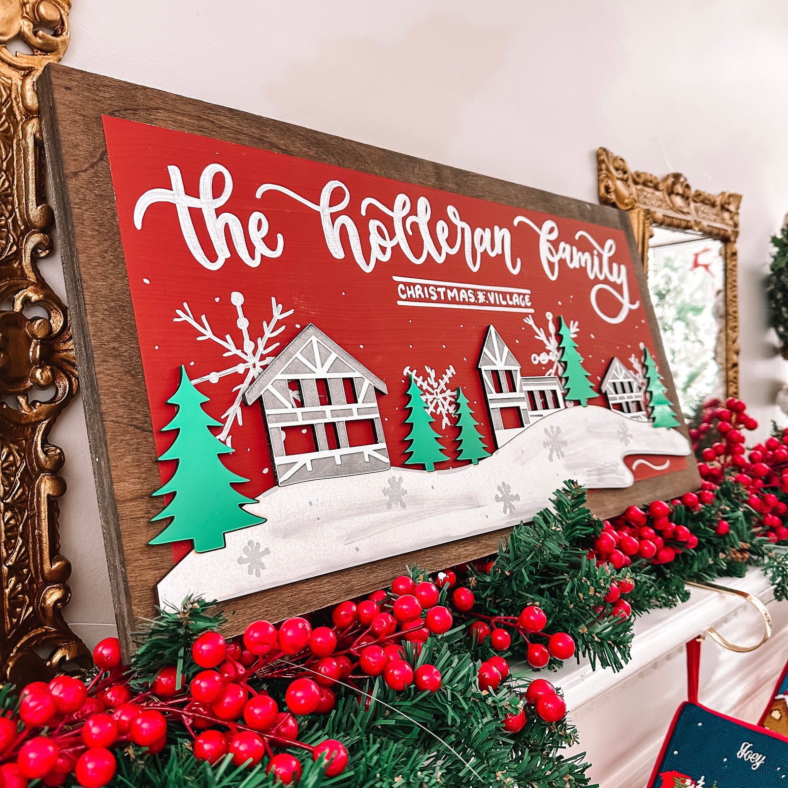 Family Christmas Village 3D Sign