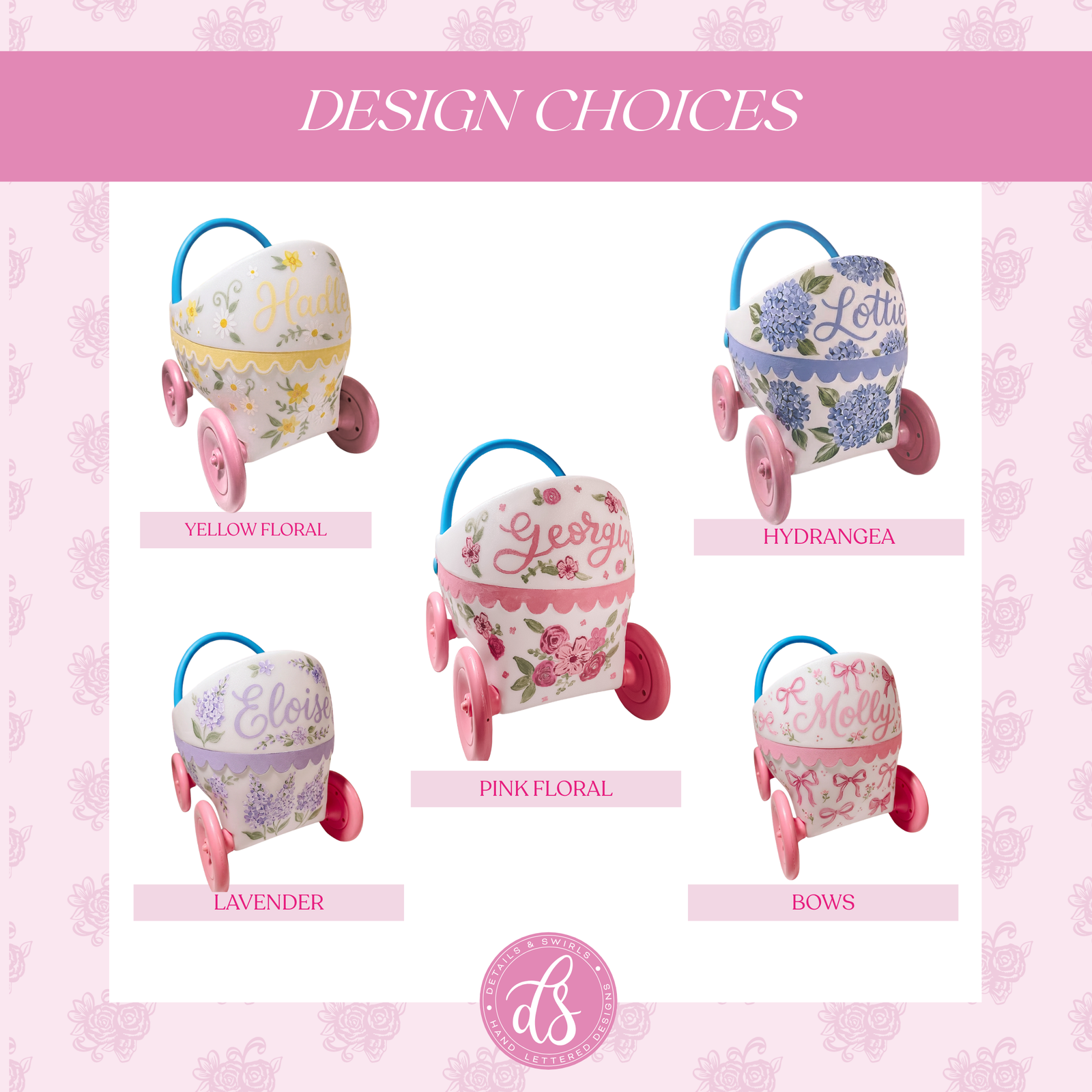 Custom Hand Painted Baby Doll Carriage