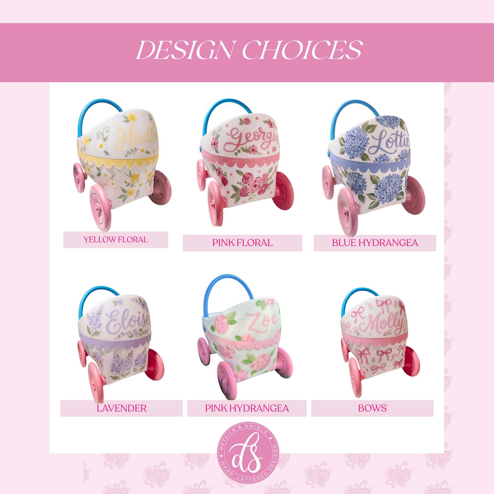 Custom Hand Painted Baby Doll Carriage