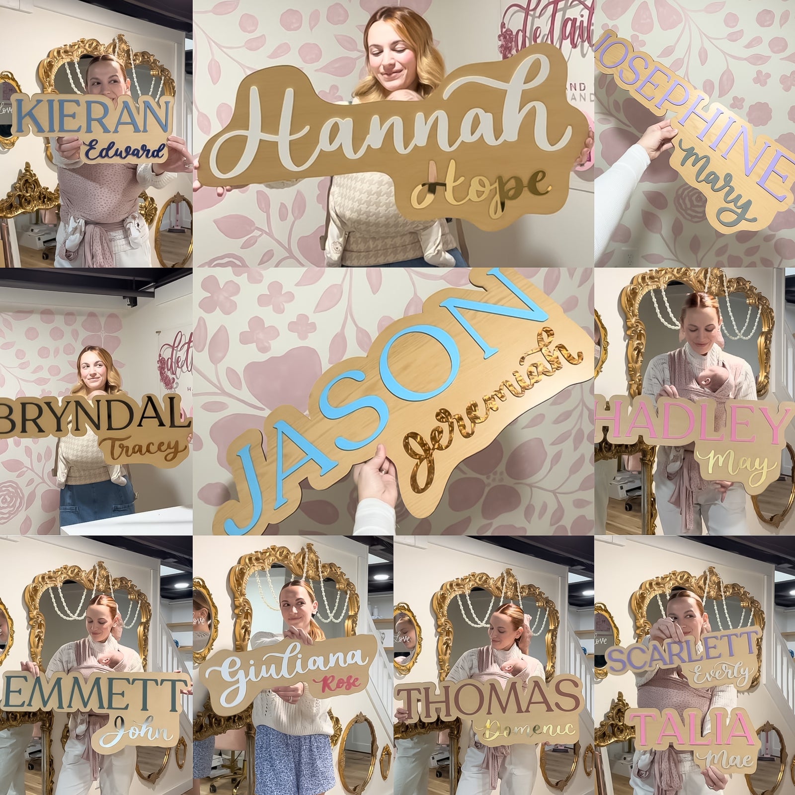 Wood Mounted Cut Out Name Sign