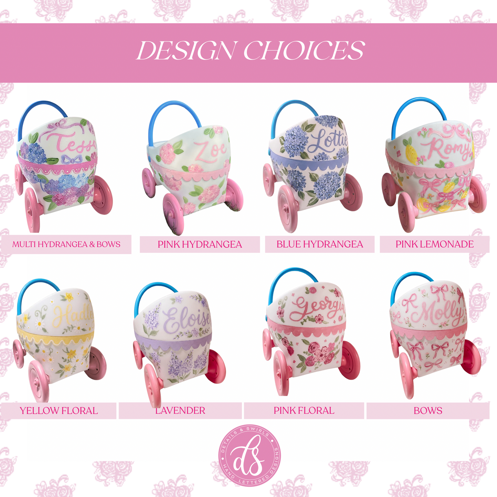 Custom Hand Painted Baby Doll Carriage