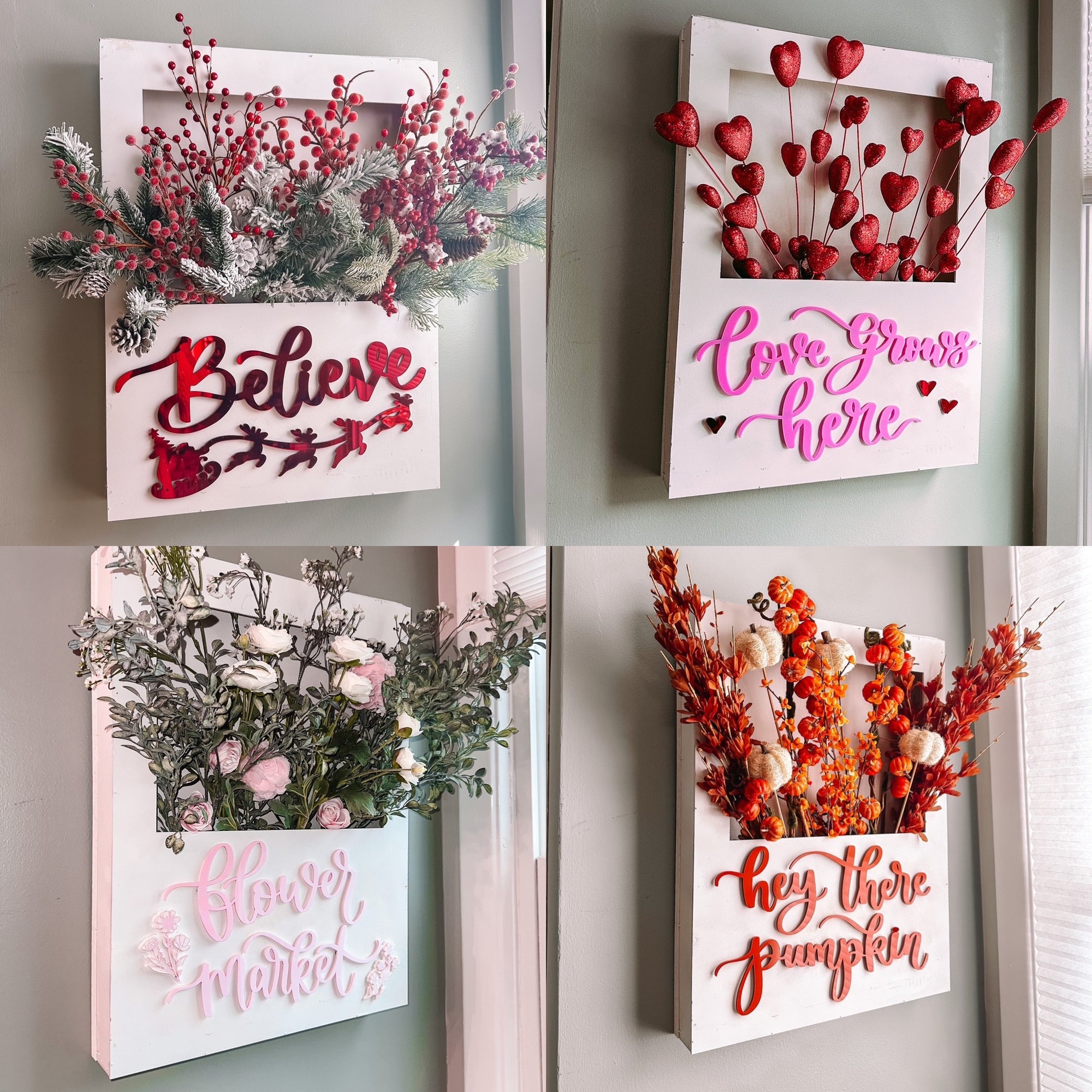 Flower Box Sign Magnetic Lettering (Seasonal Bundle) - Christmas, Fall, Valentine’s, Spring