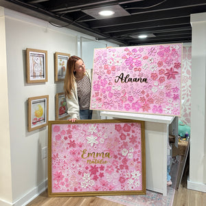 Textured Floral Canvas Nursery Sign