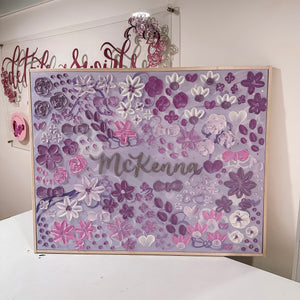 Textured Floral Canvas Nursery Sign