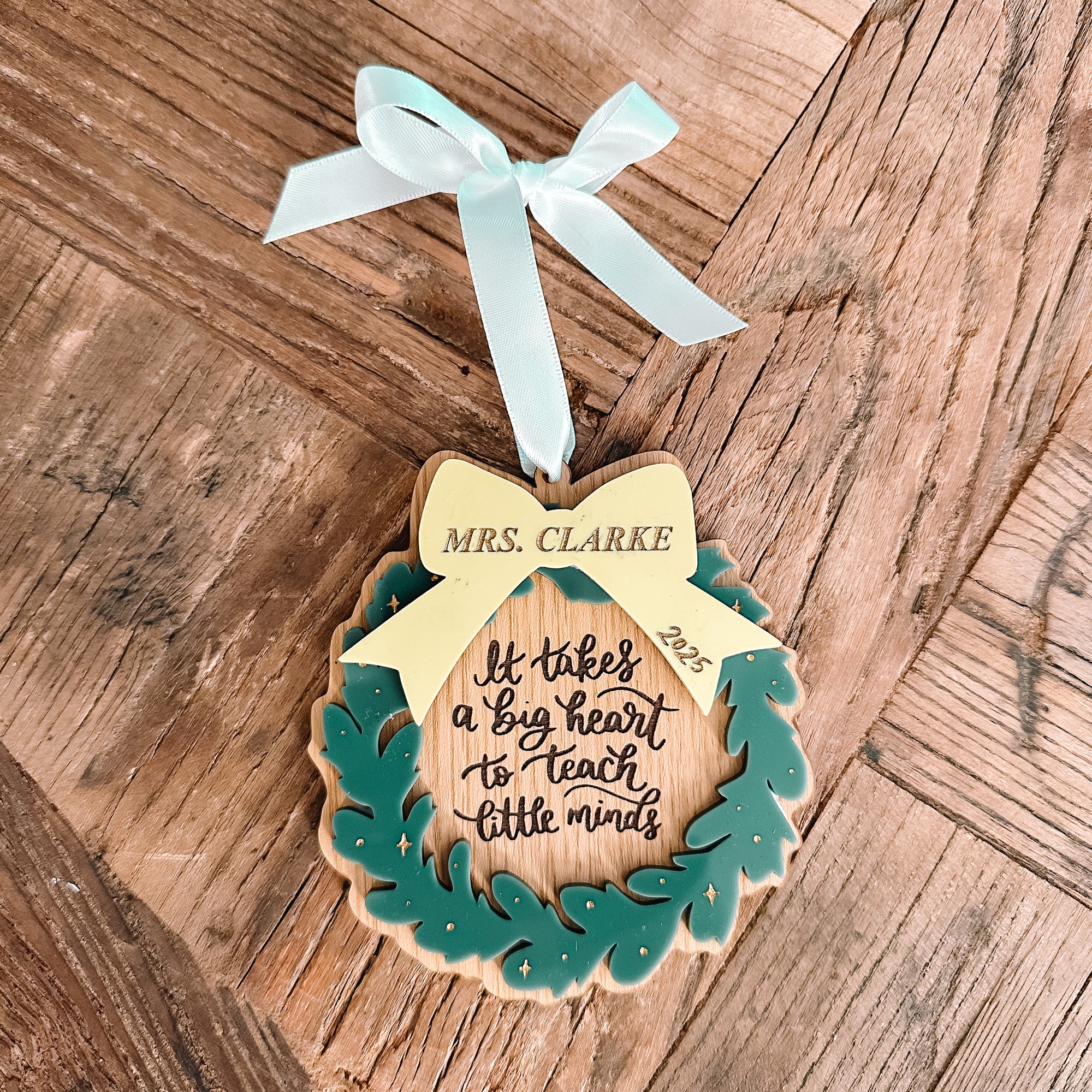 Custom Teacher Wreath Ornament