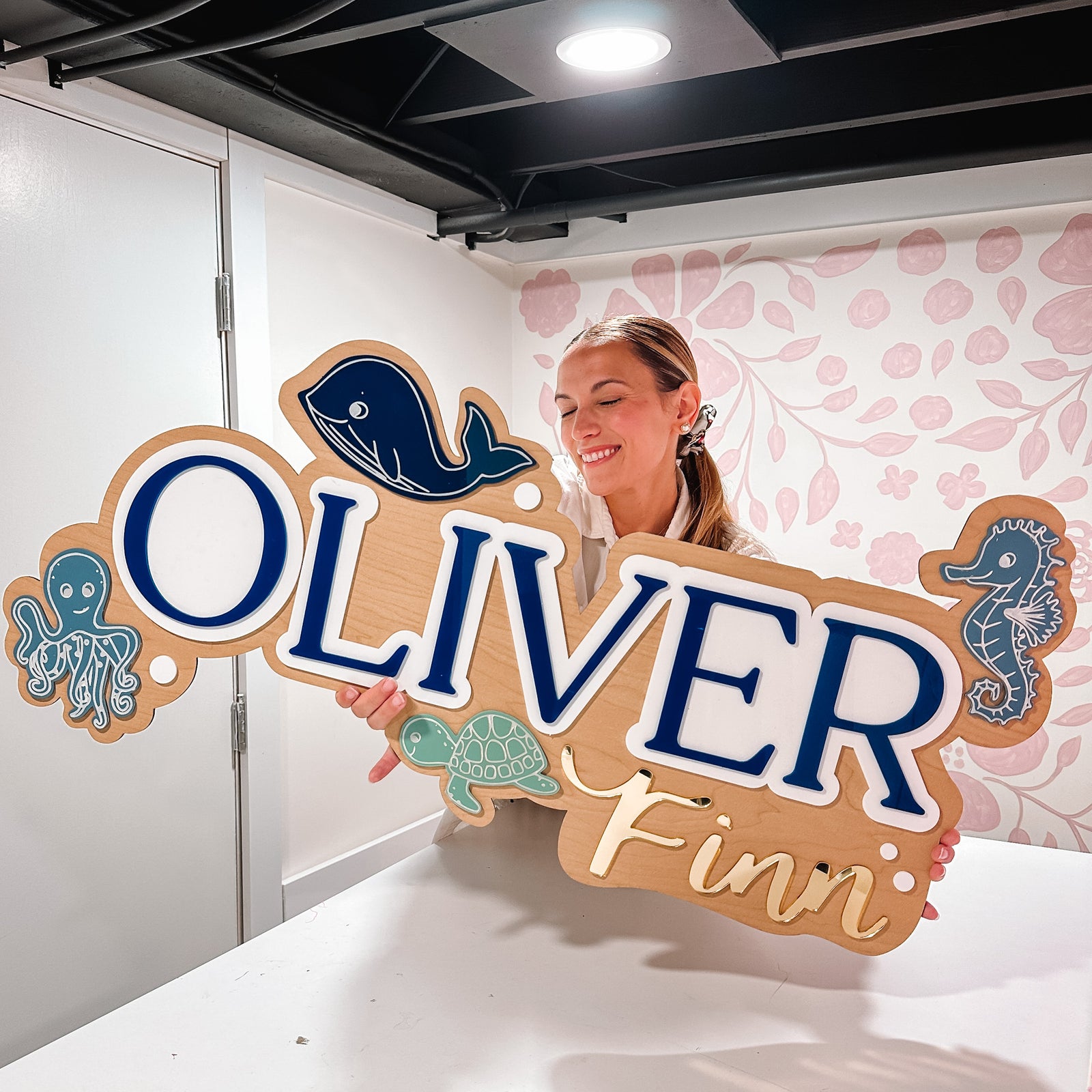 Themed Wood Mounted Cut Out Name Sign