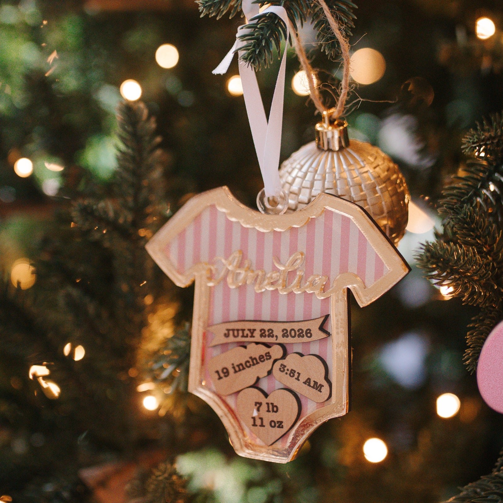 Baby Birth Statistic Shadow Box Ornament