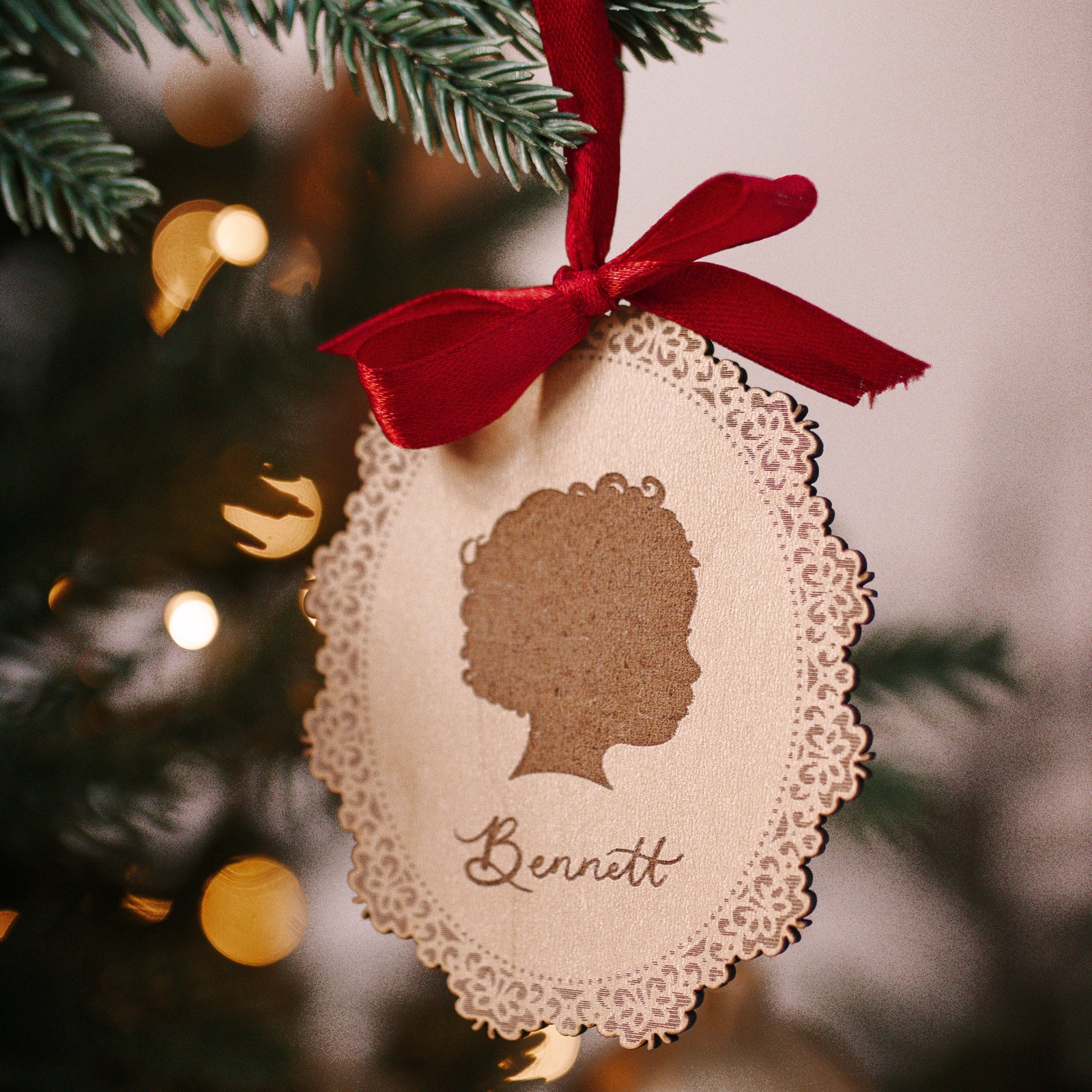 Wooden Engraved Silhouette Ornament