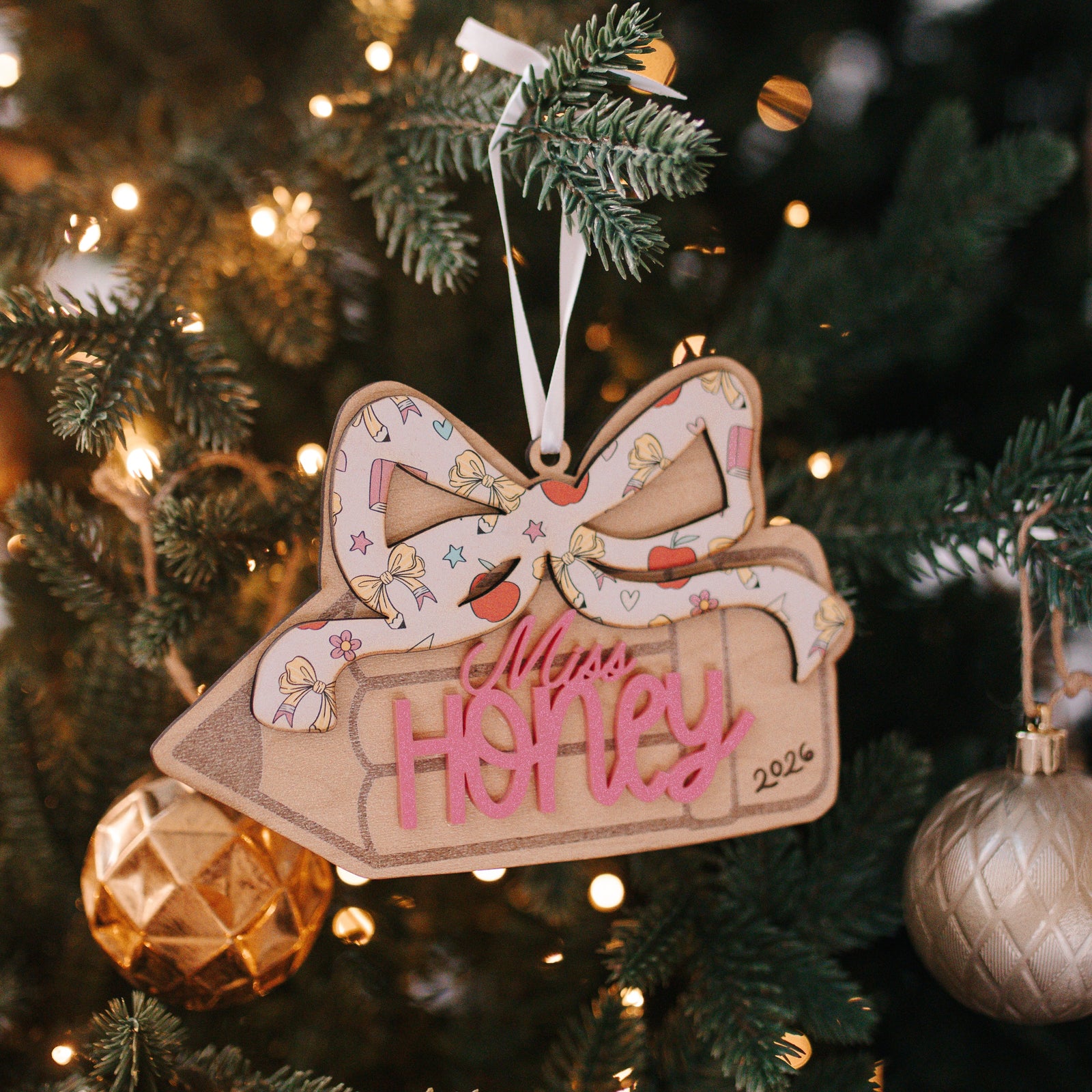 Teacher Bow Ornament