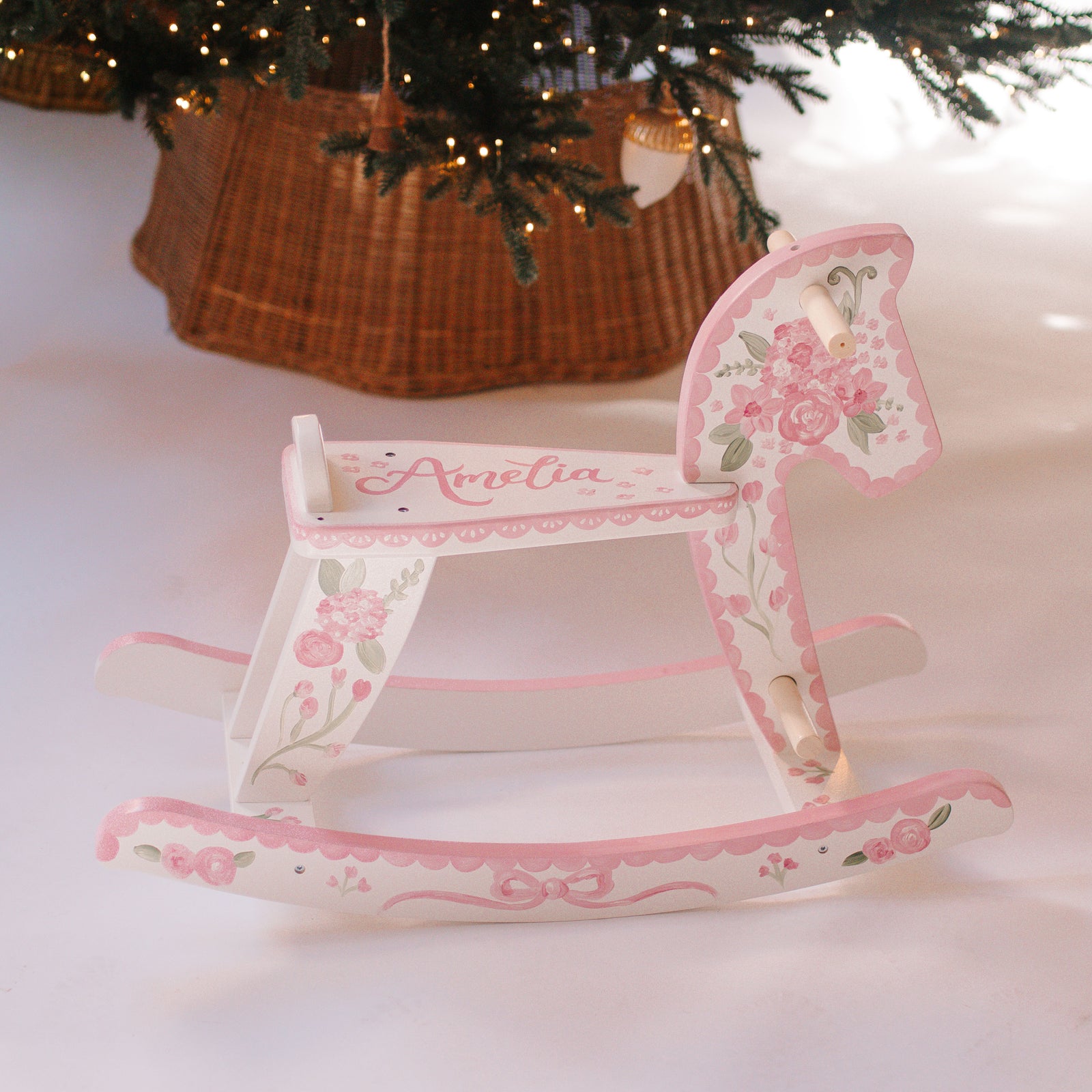 Custom Hand Painted Wooden Rocking Horse